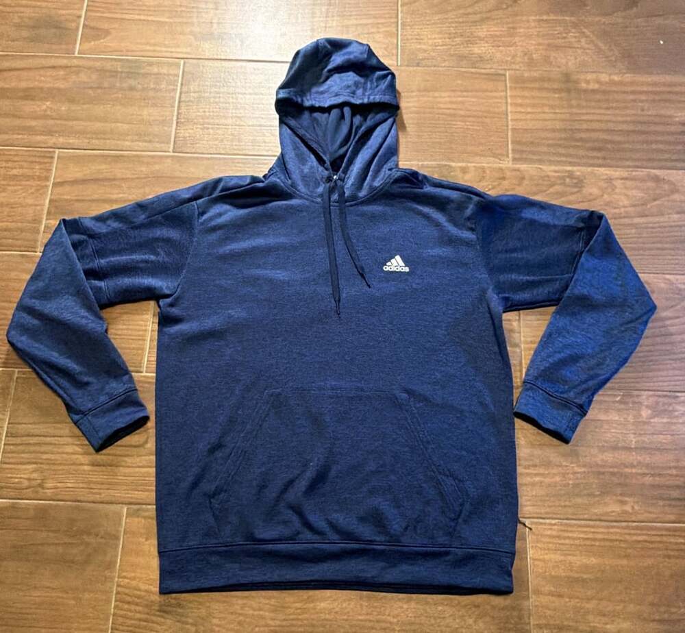 Adidas Team Issue Pullover Hoodie Size L Blue Fleece Sweatshirt